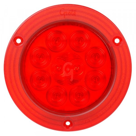 Grote Lamp, Led S/T/T, Supernova 4 In. 10-Diode Pattern, Red, Integrated Flange W/ Gasket, Male Pin 54622